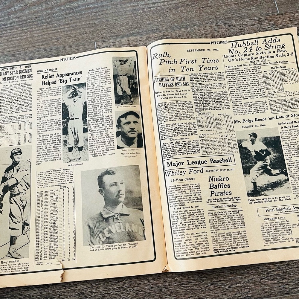Vintage Baseball History In Headlines Of Major League Newsprint 11/14 Inches - Picture 5 of 11